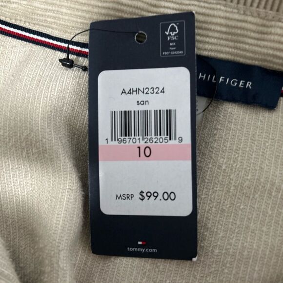 NWT Tommy Hilfiger Dress Women’s Sz 10 Sand Corduroy Button Collar Long Sleeve - Picture 13 of 13